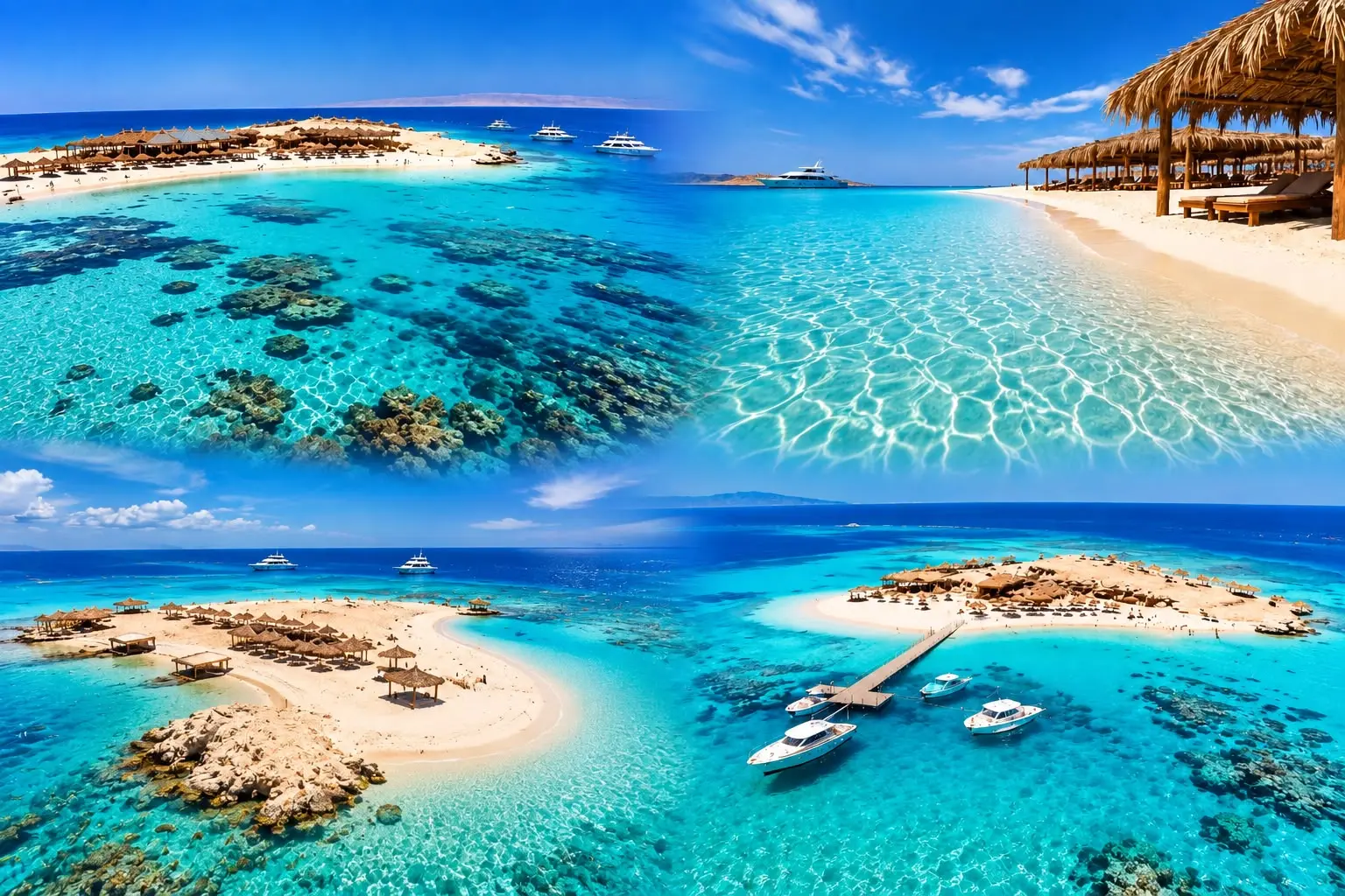 Türkisfarbenes offenes Meer vor Hurghada aus der Vogelperspektive
