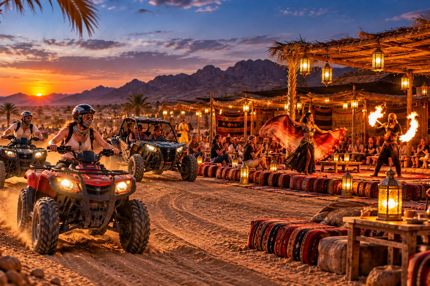 Buggy fährt eine Sanddüne bei Hurghada hinab